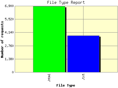 File Type Report: Number of requests by File Type.